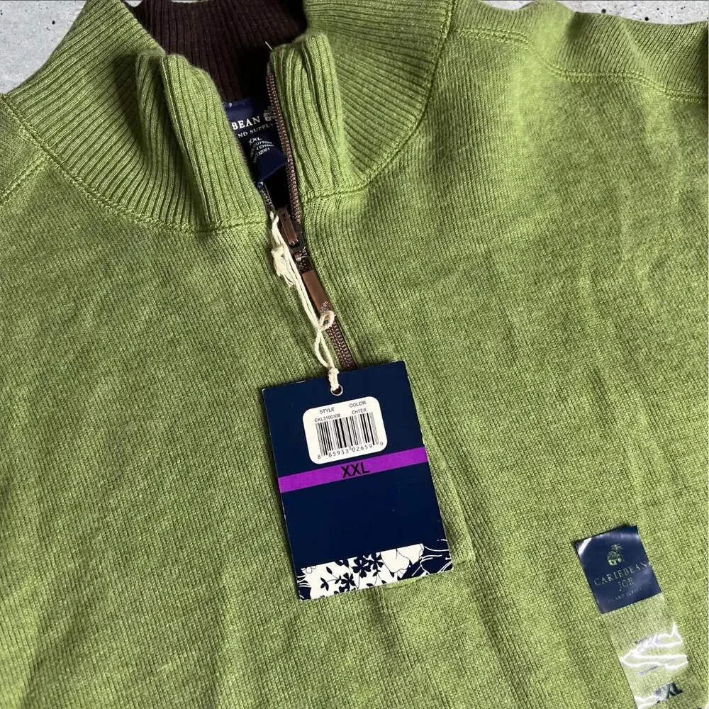 Caribbean Joe Pullover Sweater Sweatshirt Golf 1/4 Zip Men's Reversible Size XXL